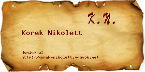 Korek Nikolett névjegykártya